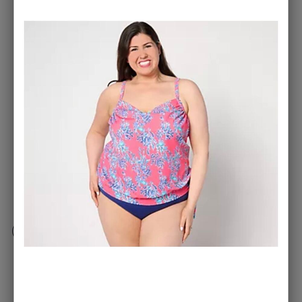 New Kim Gravel x Swimsuit Side Tie V-Neck Tankini & Hi-Rise Brief 14 coral cove